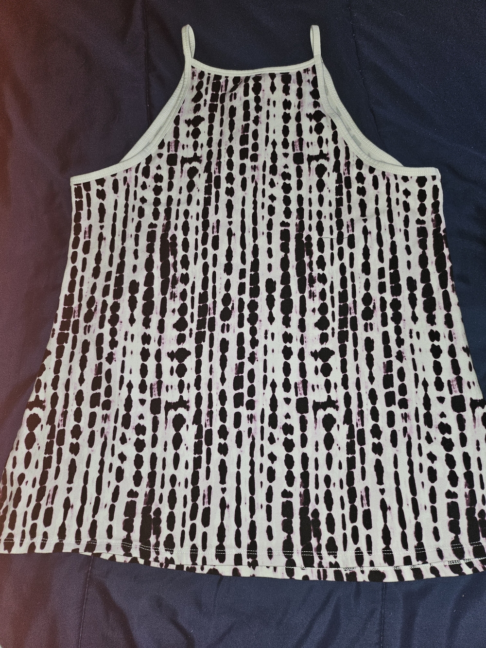 Women's Black and White Patterned Halter Tank Top